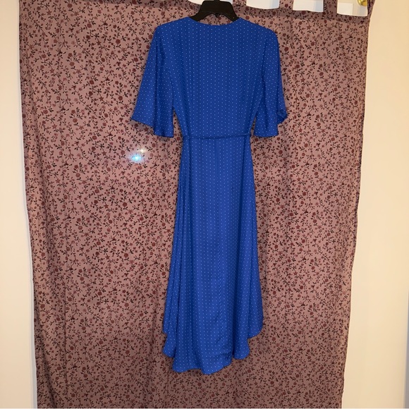 Lulu's Royal Blue Polka Dot Midi Wrap Dress - Picture 5 of 5